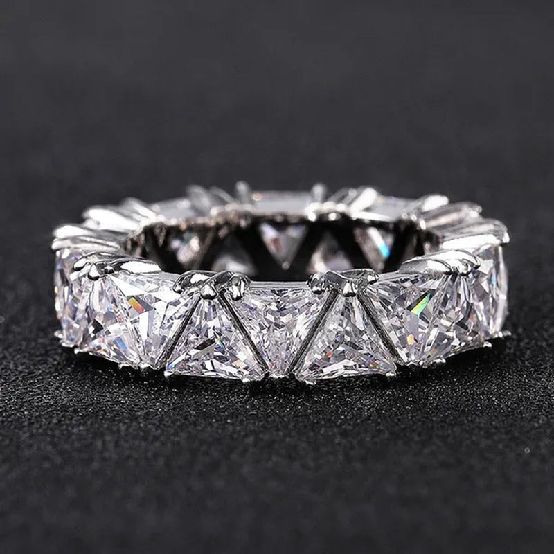2.0Ct Triangle Cut Diamonds Eternity Band 925 Sterling Silver Engagement Bridal