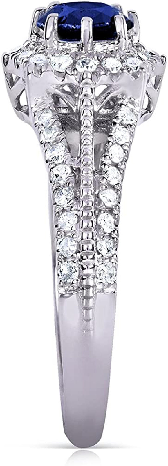 Vintage Style Sapphire & Diamond Engagement Ring 1 Carat (Ctw) in 14K White Gold
