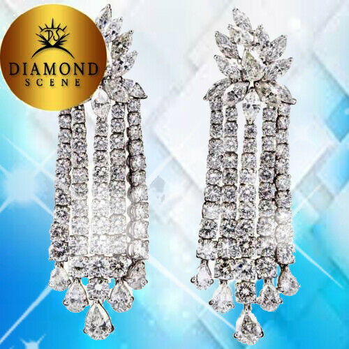 Diamond Platinum Dangle Earrings 29.15 carats of F/G VS diamonds set in platinum