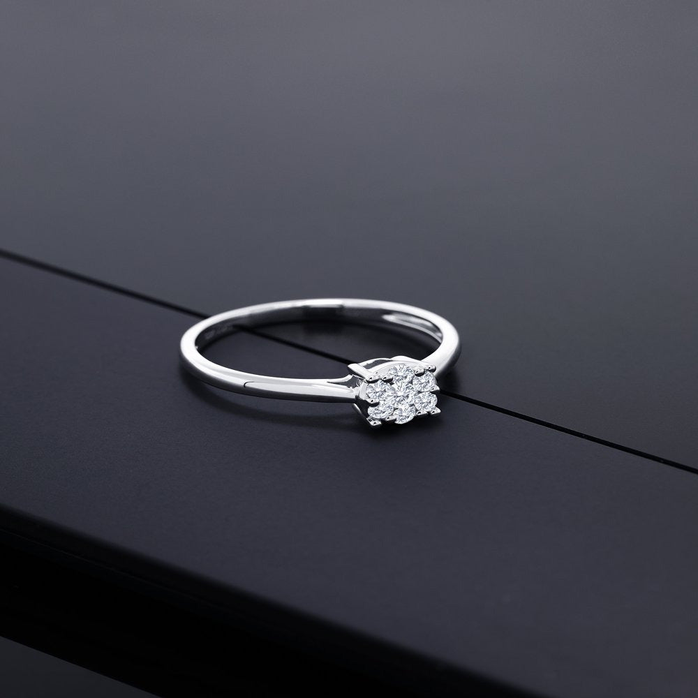 White Lab Grown Diamond 10K White Gold Engagement Ring (0.26 Ct , SI2-SI1, GH)