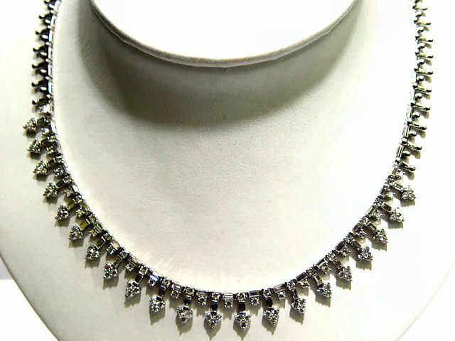 DIAMOND ROUND BRILLIANT BAGUETTE SHAPE NECKLACE