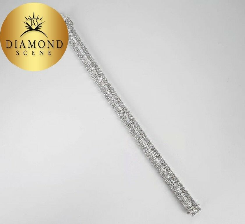 Stunning Baguette and Round Diamond Gold Bracelet
