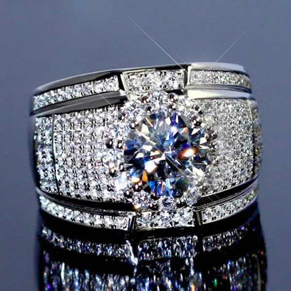 Fashion Luxury Jewelry Silver Plated Cubic Zirconia Men'S Rings Women'S Rings We
