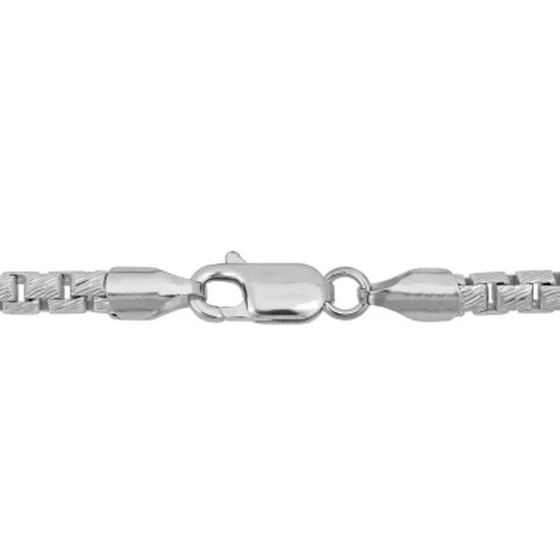 Italian Sterling Silver Diamond-Cut Box Chain Bracelet, 8.5"