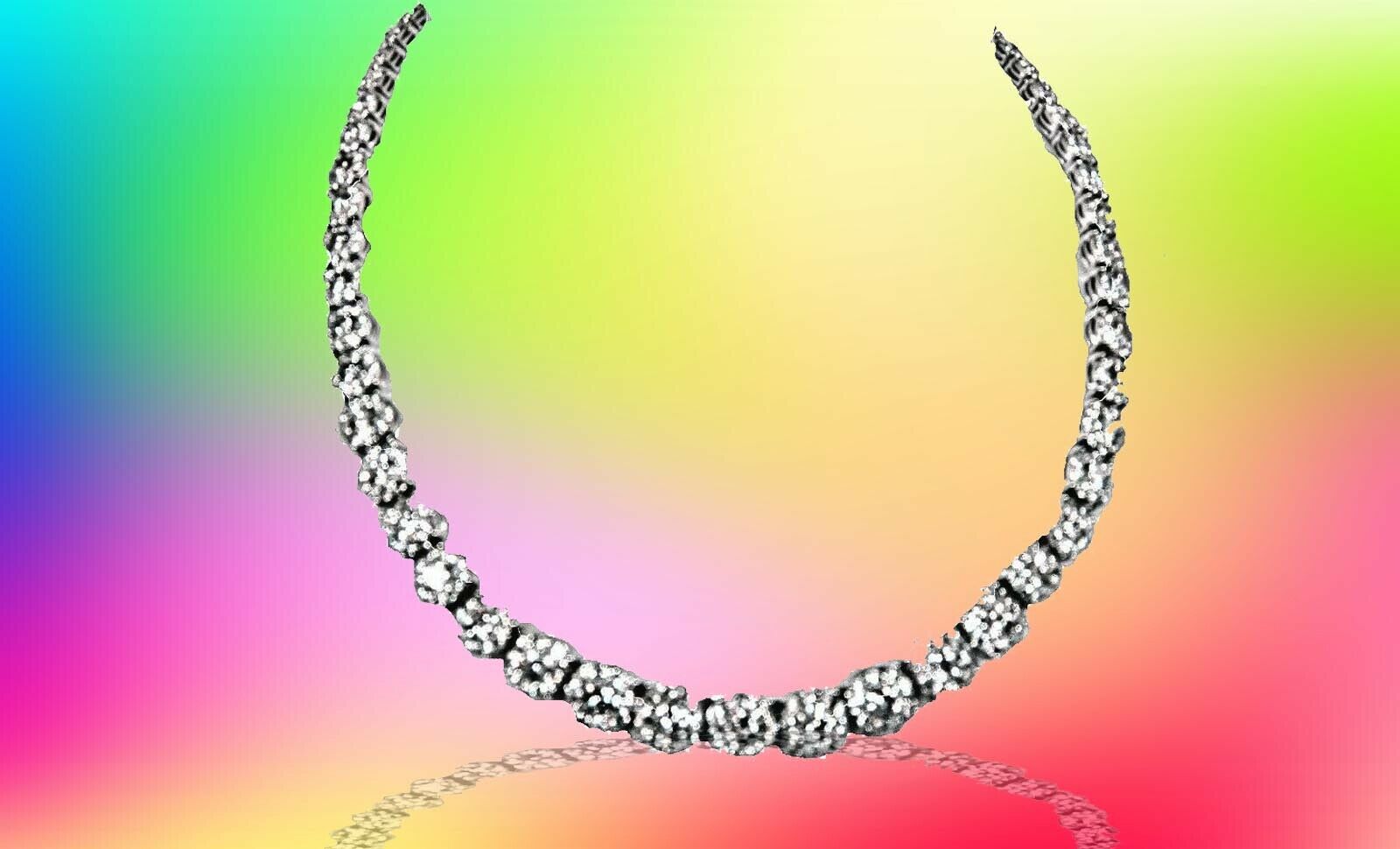 DIAMOND NECKLACE ROUND BRILLIANT BIG HALO GRADUATED AROUND SET CENTER 9.00 MM