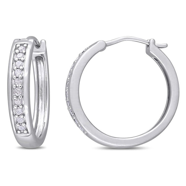 Women'S 1/3 Carat T.W. Diamond Huggie Hoop Earrings in Sterling Silver