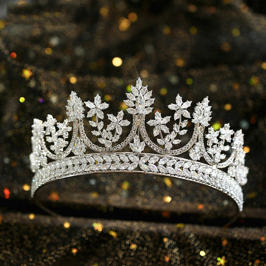 Women'S Engagement Jewelry Set, High Quality CZ Wedding Bridal Tiara Crown Neckl