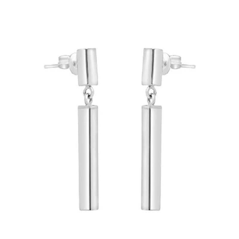 Sterling Silver Italian High Polish Hoop and Drop Earring Two Piece Set