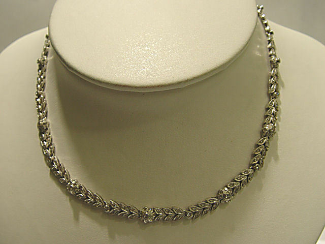 4.59 CT ROUND BRILLIANT SHAPE DIAMOND NECKLACE DIAMOND WEAVE 18 K WHITE GOLD