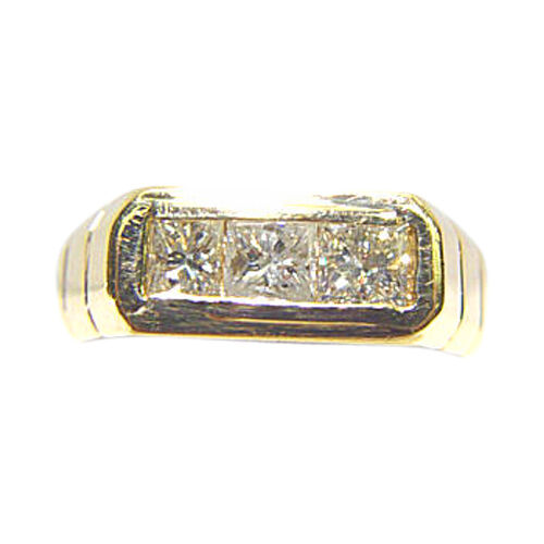 DIAMOND 3 PRINCESS SHAPE CHANNEL SET DIAMOND MENS BAND