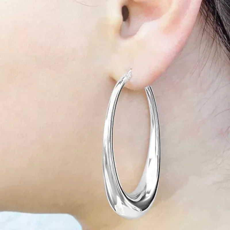 Italian Sterling Tear Drop Hoop Ears