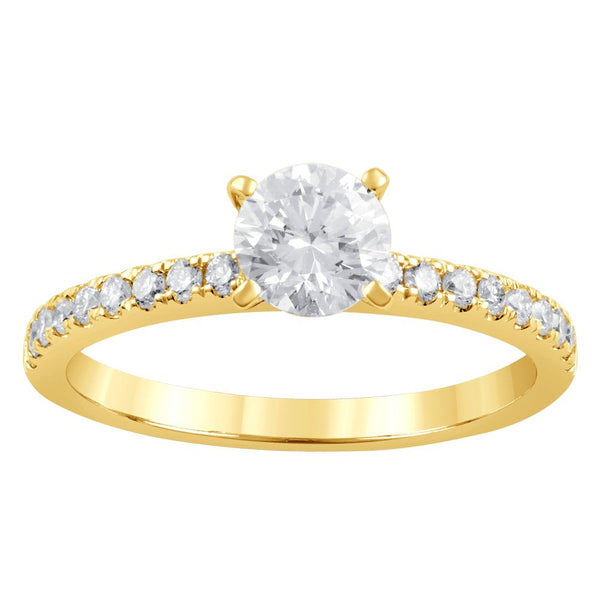 Unique Moments 1 Ct Lab Grown Diamond round Engagement Ring in 14K Yellow Gold (