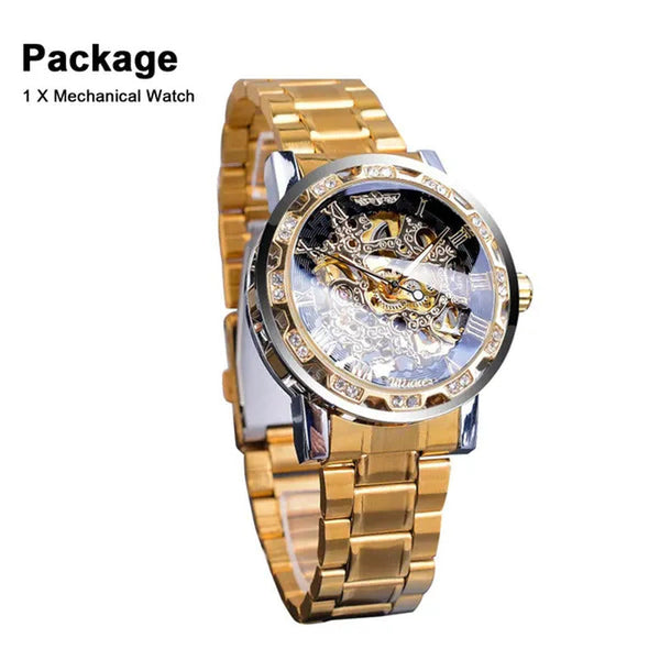 Men’S Watch, Luxury Mechanical Stainless Steel Skeleton Waterproof Automatic Sel