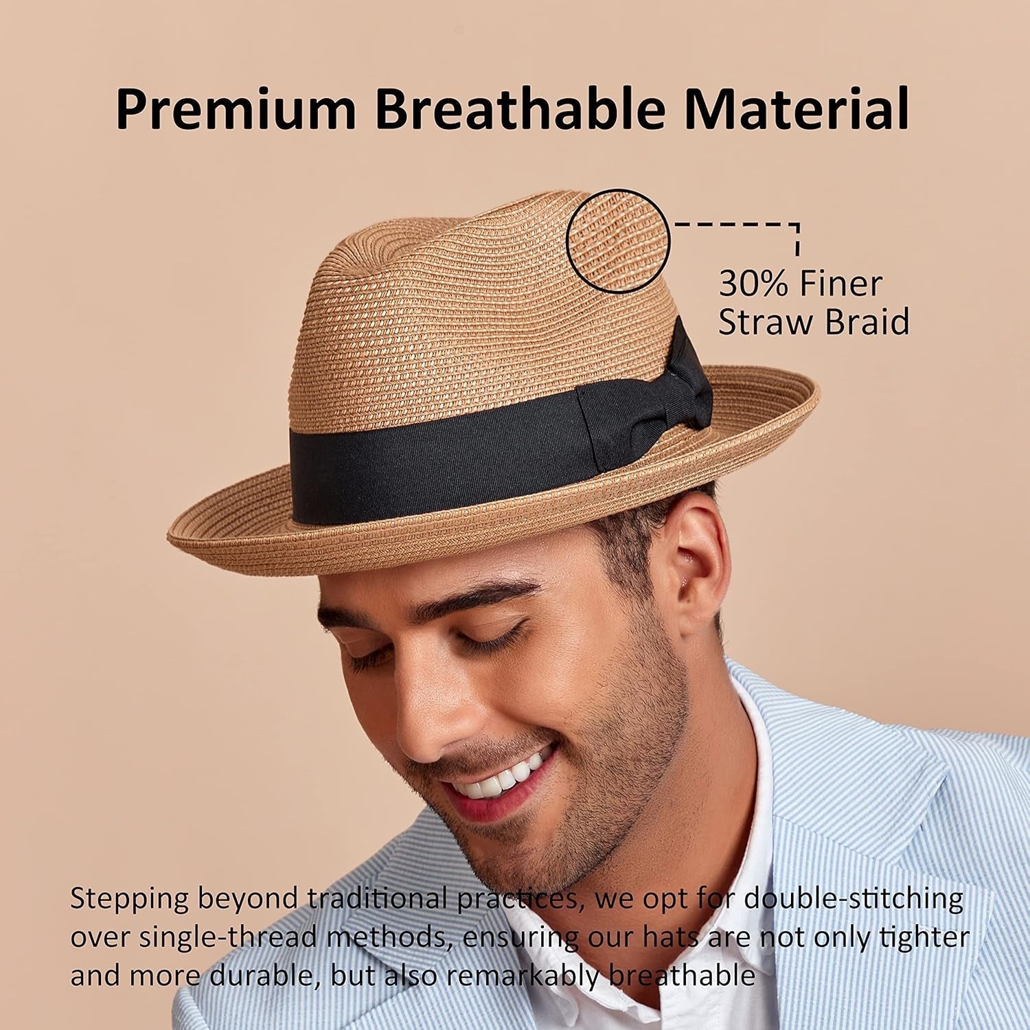 Men'S Straw Fedora Sun Hats