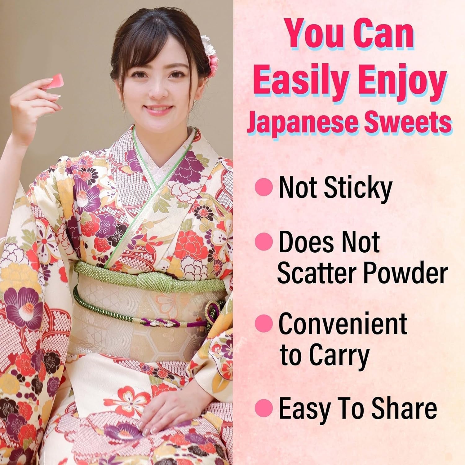 Japanese Sakura Mochi Candies, Real Traditional Cherry Blossom Rice Cakes, 300G/10.58Oz, Japanese Snacks, Japanese Candy, Individually Wrapped