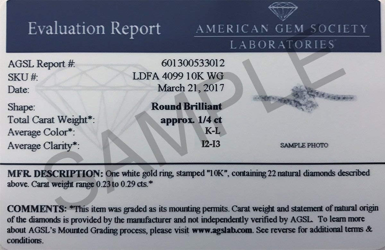 AGS Certified 1/4 Carat TW Two Stone Diamond Ring in 10K White Gold
