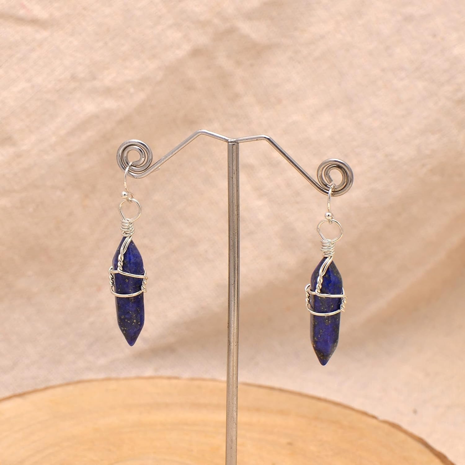 Hand Wired Healing Crystal Point Chakra Dangling Earrings for Women