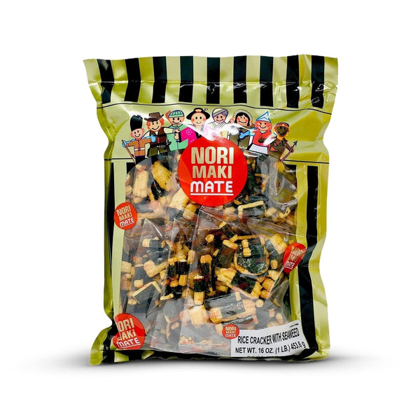 Norimaki Arare Mate - Crispy Japanese Rice Cracker | Glutinous Rice, Soy Sauce and Seaweed | Low Carb Rice Cracker Snacks, Seaweed Flavor 16 Oz - (Pack of 1)
