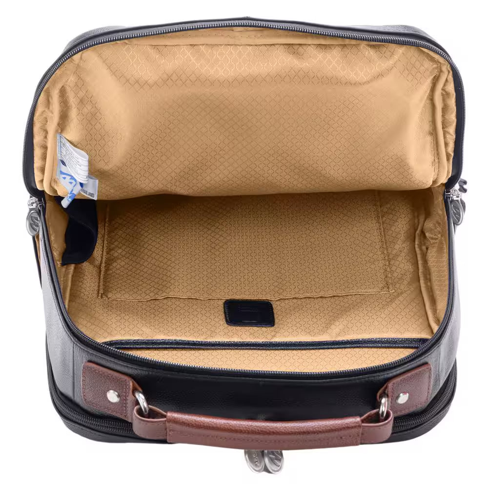 Logan, Pebble Grain Calfskin Leather, 17 In. 2-Tone, Dual-Compartment, Laptop and Tablet Backpack, Black (19082)