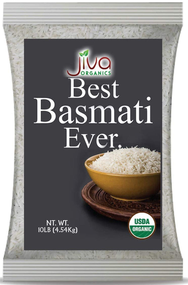 Organic Basmati Rice 10 LB Bag - Pure, Long, Premium Quality from India - by