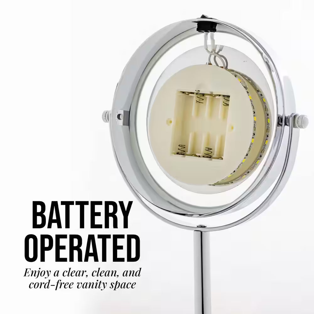 4.7 In. X 11.8 In. Lighted Magnifying Tabletop Makeup Mirror in Polished Chrome
