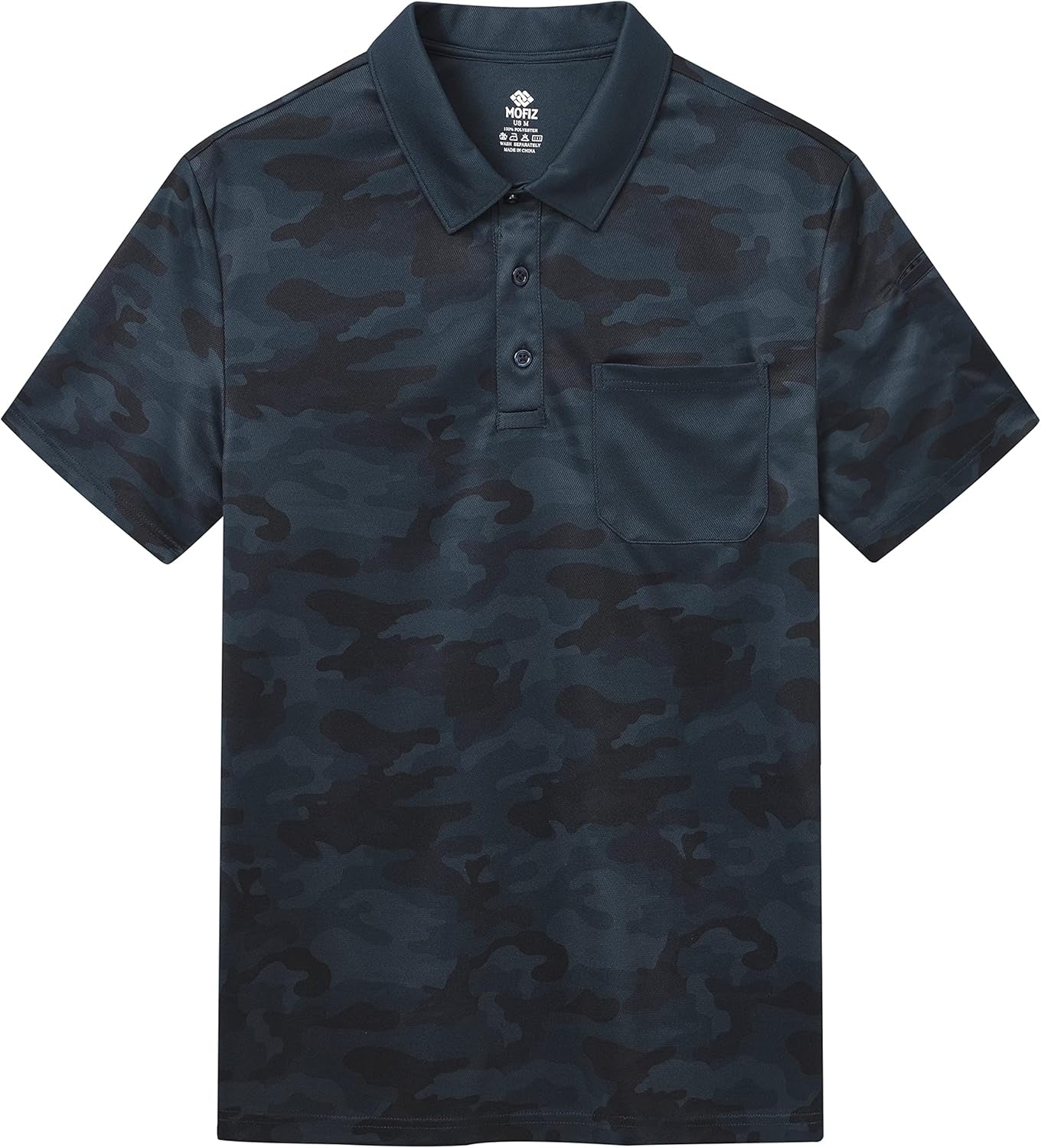 Men'S Camo Polo Golf Shirt Hiking Dry Fit Short Sleeve T-Shirts Pique Collared Polo Jersey