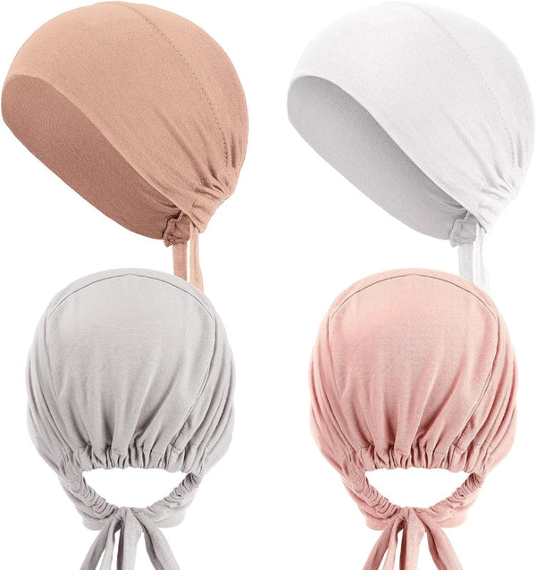 4 Pieces Women under Scarf Hat Hijab Cap Islamic Muslim under Scarf Turban Beanie Cap