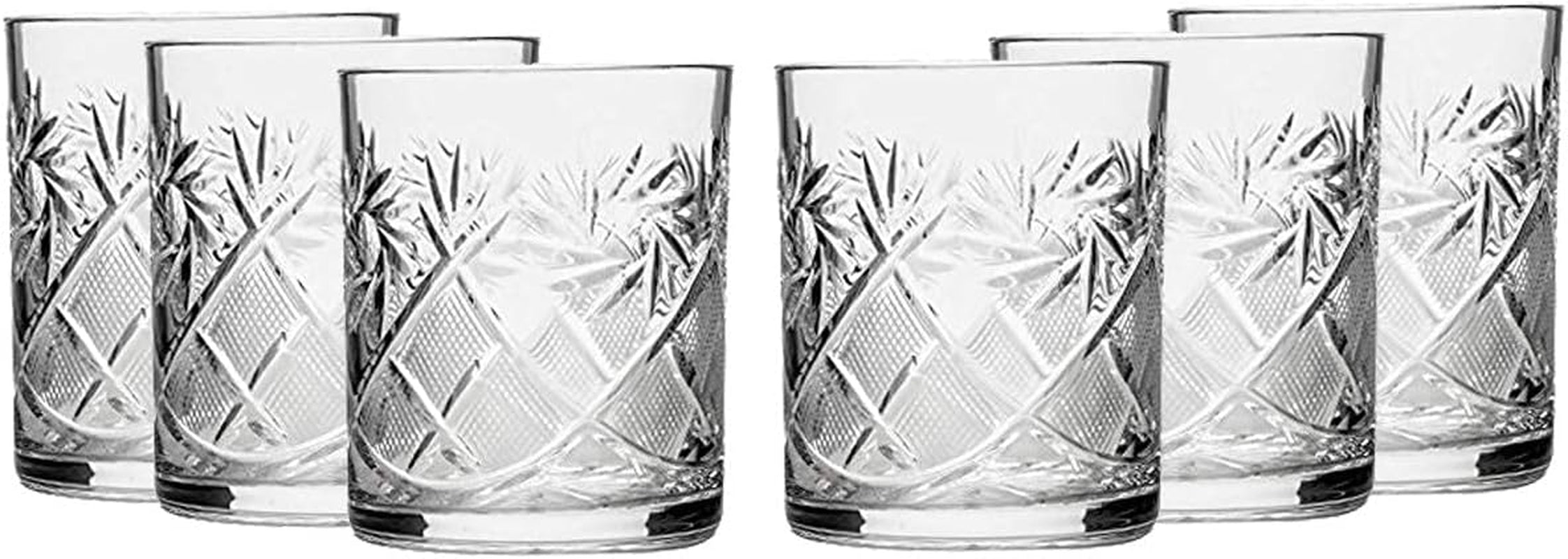 Russian Cut Crystal Scotch Whiskey Vodka Rocks Glasses Old Fashioned Vintage