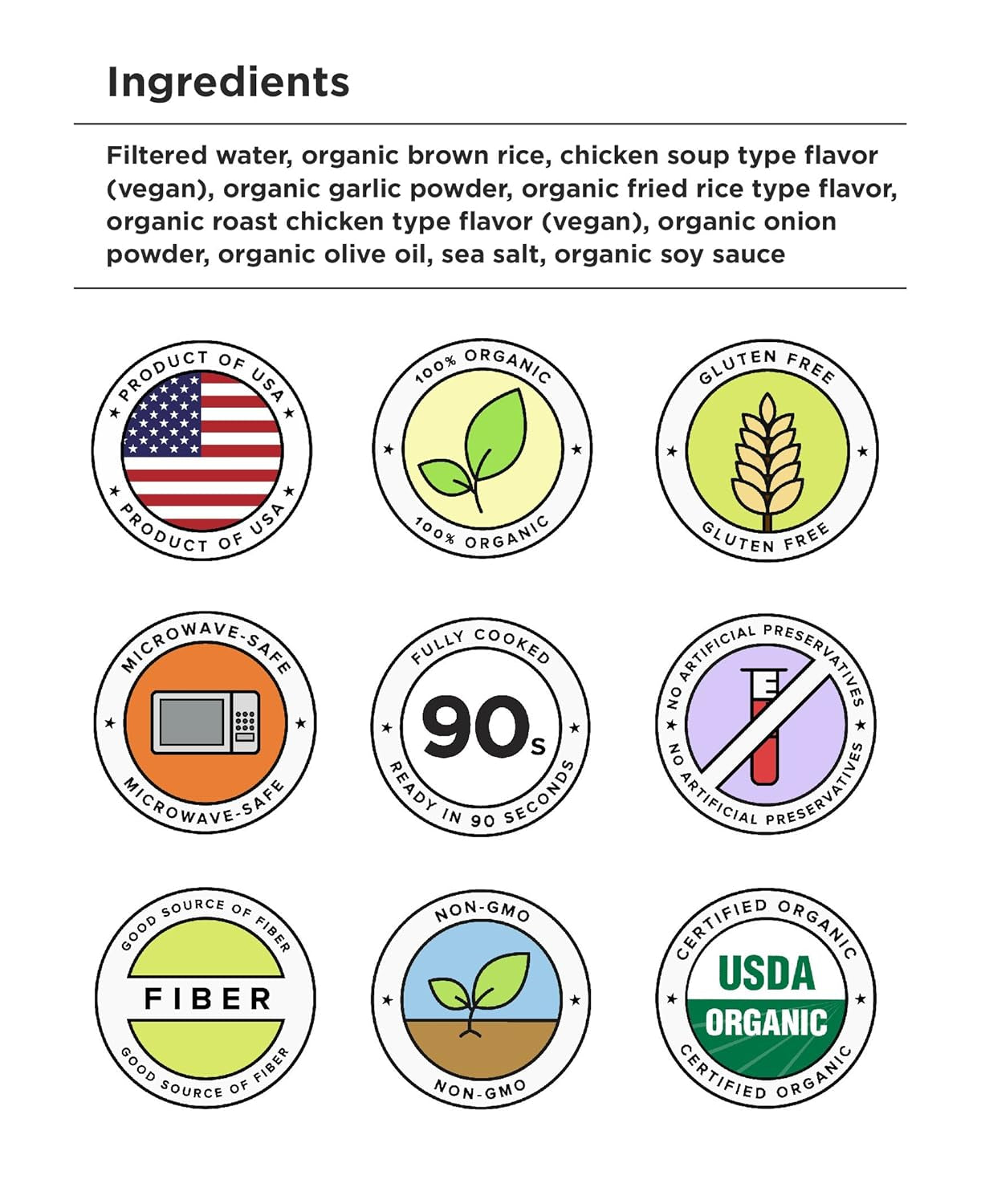 Organic Brown Rice, Gluten Free, Fully Cooked and Ready-To-Eat, USDA Certified Organic, Gmo-Free, Microwaveable (Fried Style, Pack of 4)