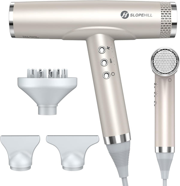 Professional Hair Dryer with Diffuser, Ionic Hair Dryer,Lightweight Compact Powerful & Fast Salon Blow Dryer with High Speed Brushless Motor, Travel Hair Dryer, Women & Men (Ceramic, Stone)