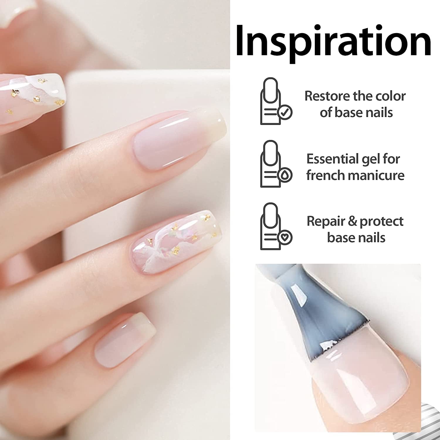 Gel Polish Set 4PCS Jelly Milky White Gel 0.5Oz Translucent Sheer Pink Nude Gel Ultimate Monochrome Collection Soak off U V Gel Nail Polish Salon DIY Gel Nail Kit High Capacity Gift