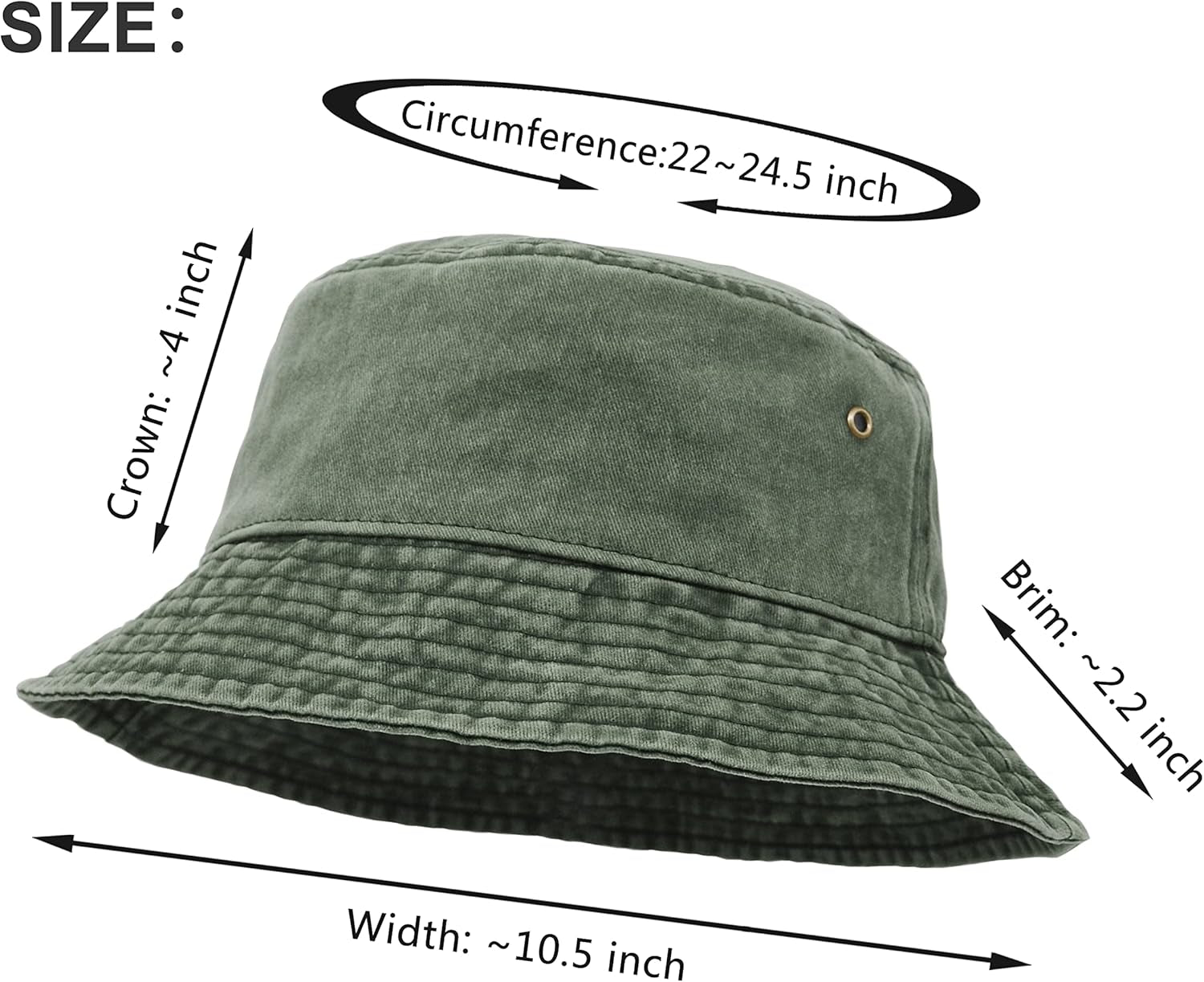 Bucket Hat, Wide Brim Washed Denim Cotton Outdoor Sun Hat Flat Top Cap for Fishing Hiking Beach Sports