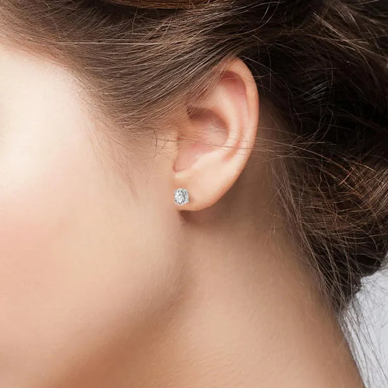Sterling Silver Cubic Zirconia Stud Earrings 1 Carat Weight CZ- Lusoro