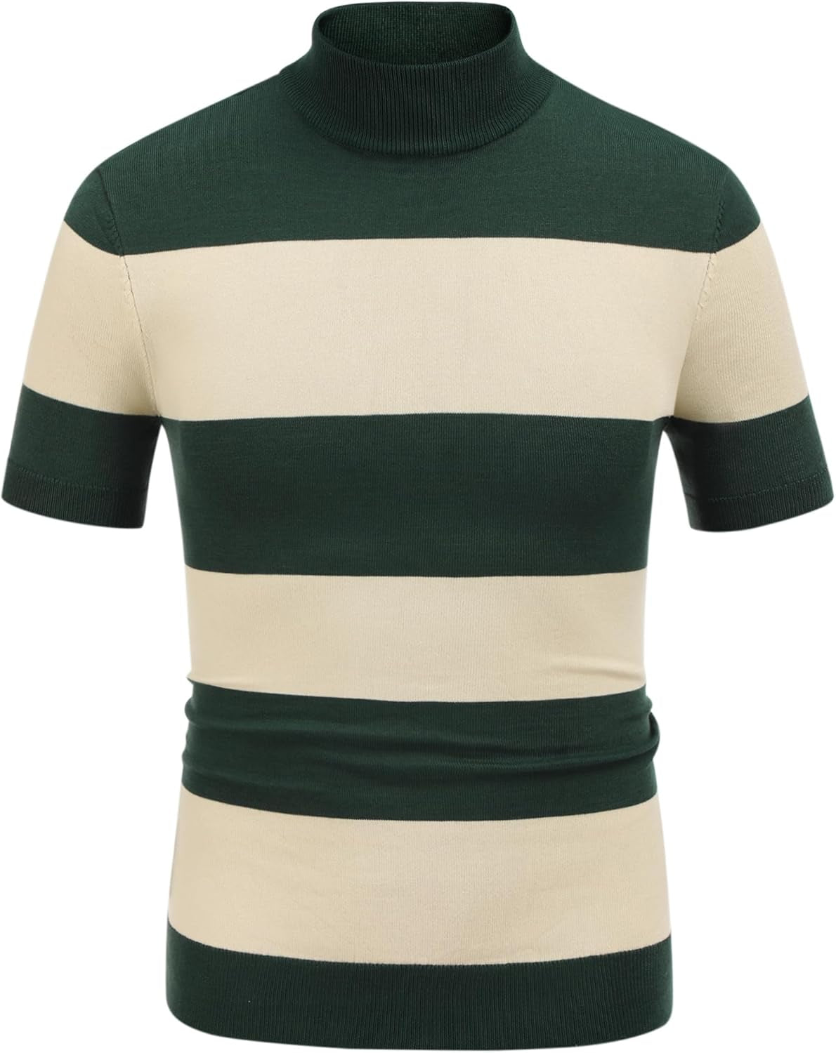 Mens Mock Turtleneck Sweater Short Sleeve Casual Dress Sweater Slim Fit Pullover Basic Knit Tee