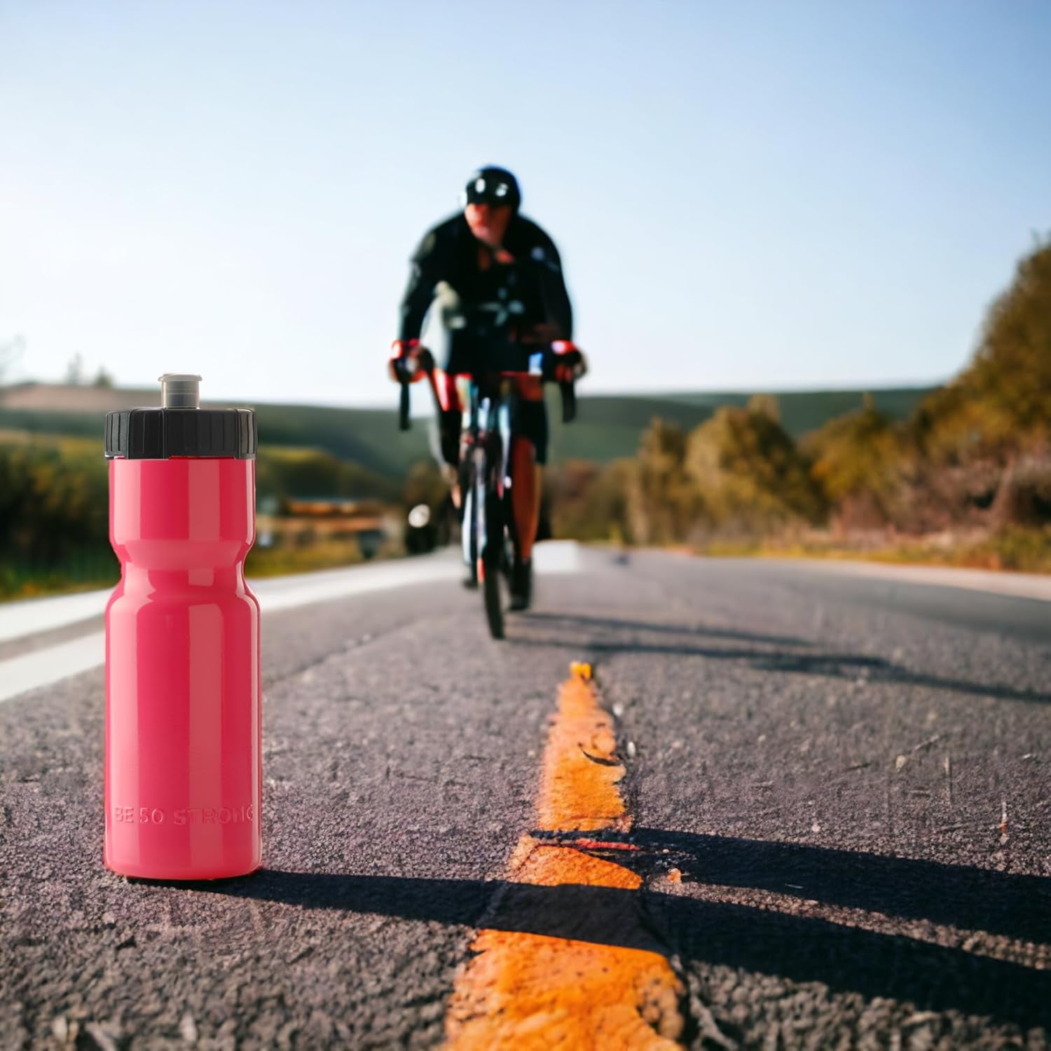 Sports Water Bottles – Reusable 22 Oz Bpa-Free Plastic Bottles with Pull Top Cap – Made in USA – Top Rack Dishwasher Safe – Fits Most Bike Cages Brand