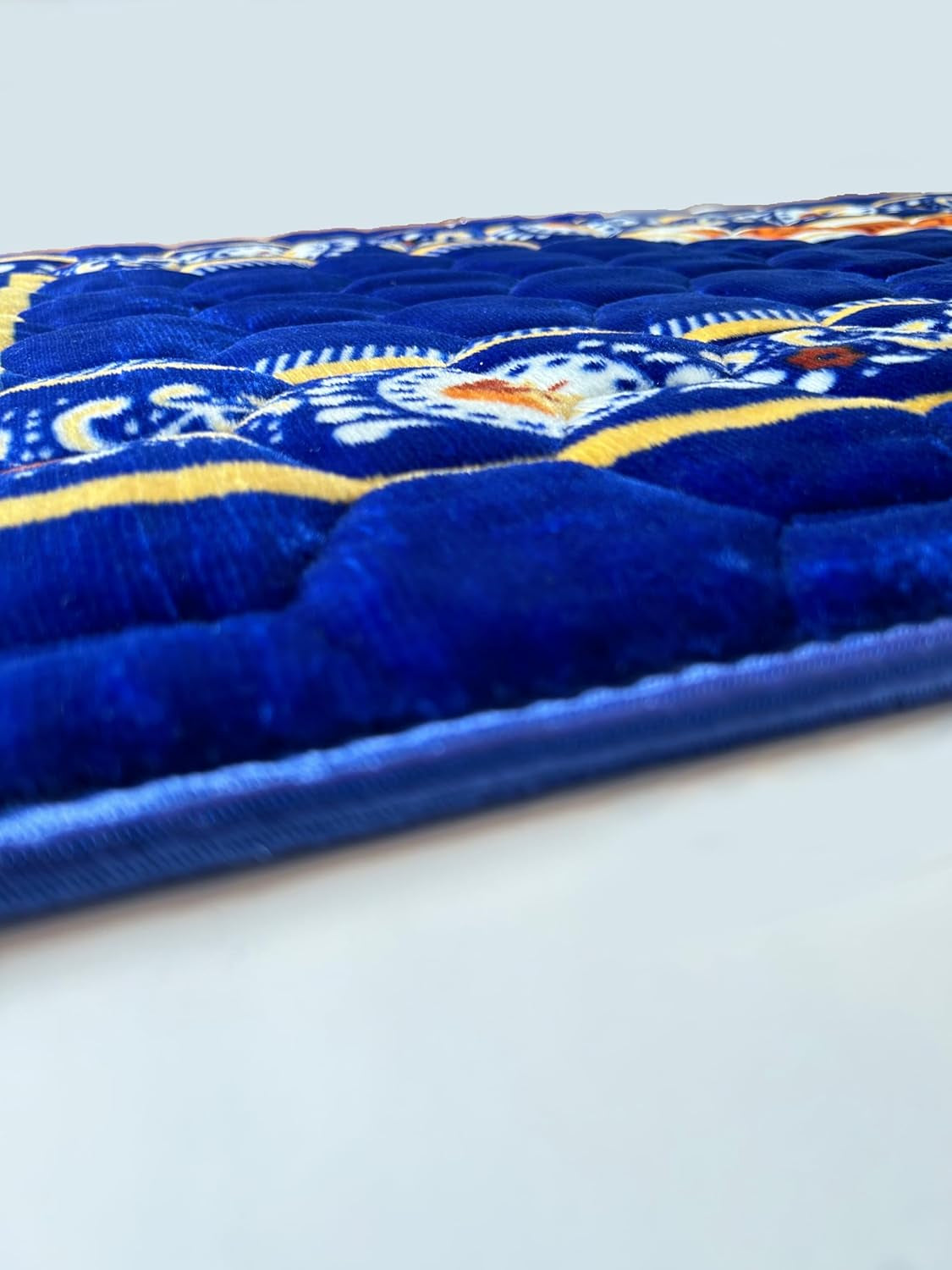 Prayer Rug Muslim Mat Islamic - Padded Very Thick Prayer Rug Sajadah for Men Women with Islam Prayer Beads for Eid Travel Ramadan, Soft and Luxury (Royal Blue)