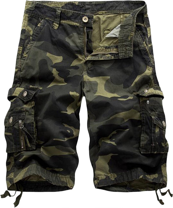 Mens Cargo Shorts Cotton Relaxed Fit Camouflage Camo Cargo Short