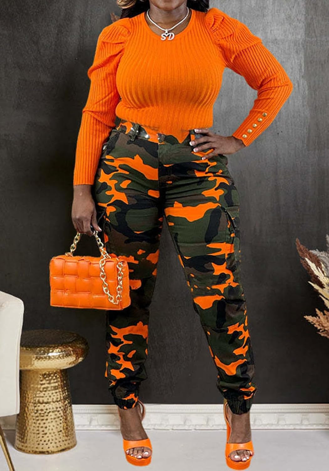Women Camo Cargo Pants Camouflage Sweatpants Joggers Casual Army Fatigue Pants