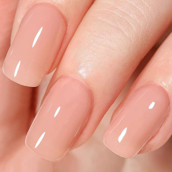 Sheer Nude Gel Polish Natural Jelly Gel Nail Polish Light Neutral Color Translucent Gel Polish Skin Tone Soak Off U V Gel for Nail Art French Manicure at Home 0.51 Fl Oz /GB56
