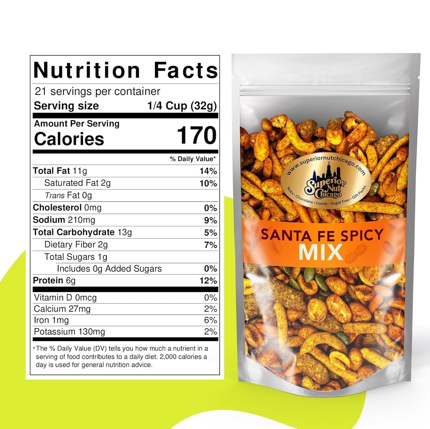 Santa Fe Trail Mix - Spicy Mix - Hot Spicy Peanuts, Hot Cajun Corn Sticks, Sesame Sticks, Chili Crescents, Toasted Corn, and Pumpkin Kernels (1.5 Pound Bag)