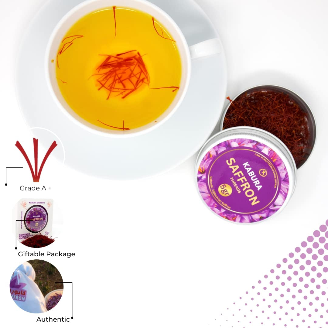 5 Grams , Authentic Saffron Threads, Premium All-Red Saffron, Grade A+ Best Color, Spice for Tea, Rice, Milk, Soups, Chicken, Curry, Dessert, Paella Super Negin