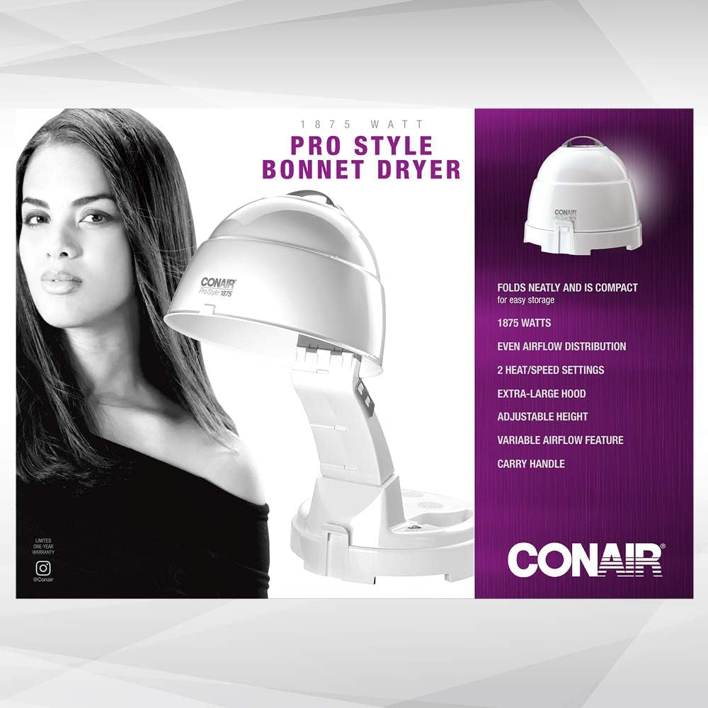 Bonnet Hair Dryer, 1875W Pro Style Bonnet Ionic Hair Dryer