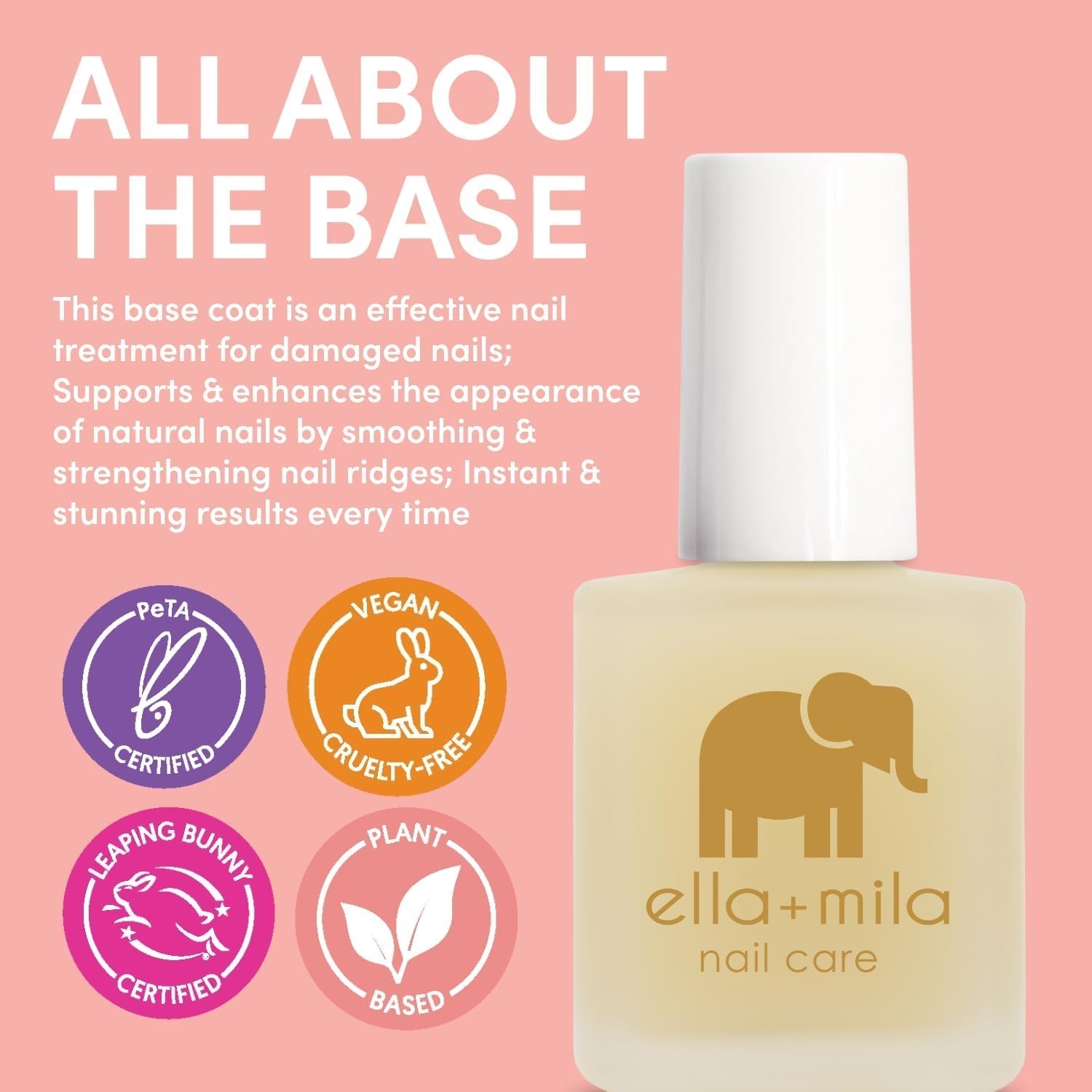"All about the Base - Coat Nail Polish - Long-Lasting Ridge Filler Base Coat - Nail Care That Helps Smooth & Fill Natural Nails (0.45 Fl Oz)