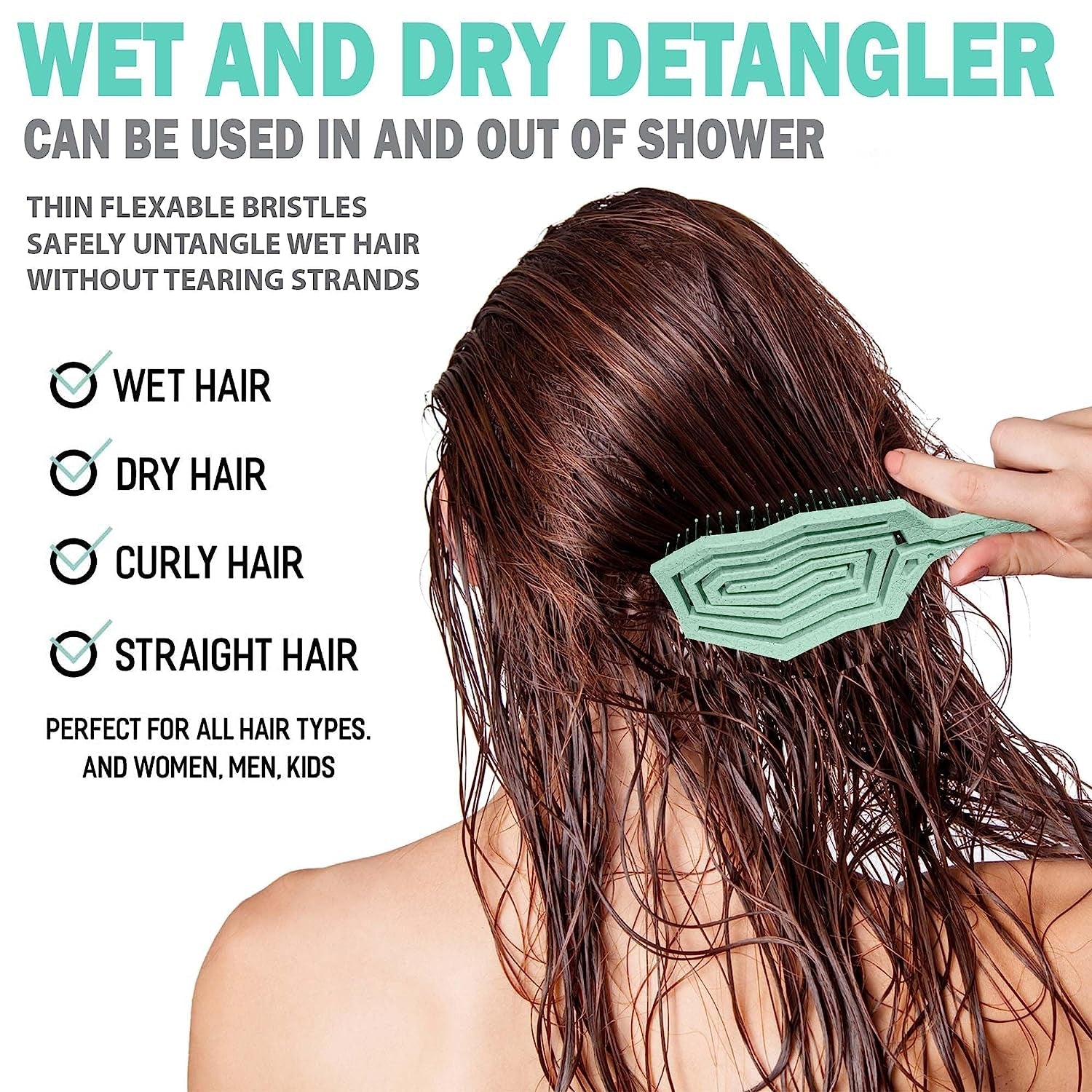Hair Detangling Brush -100% Bio-Friendly Hair Detangler Brush W/Ultra-Soft Bristles- Glide through Tangles with Ease - for Curly, Fine, Women, Men, Kids, Toddlers, Wet and Dry Hair