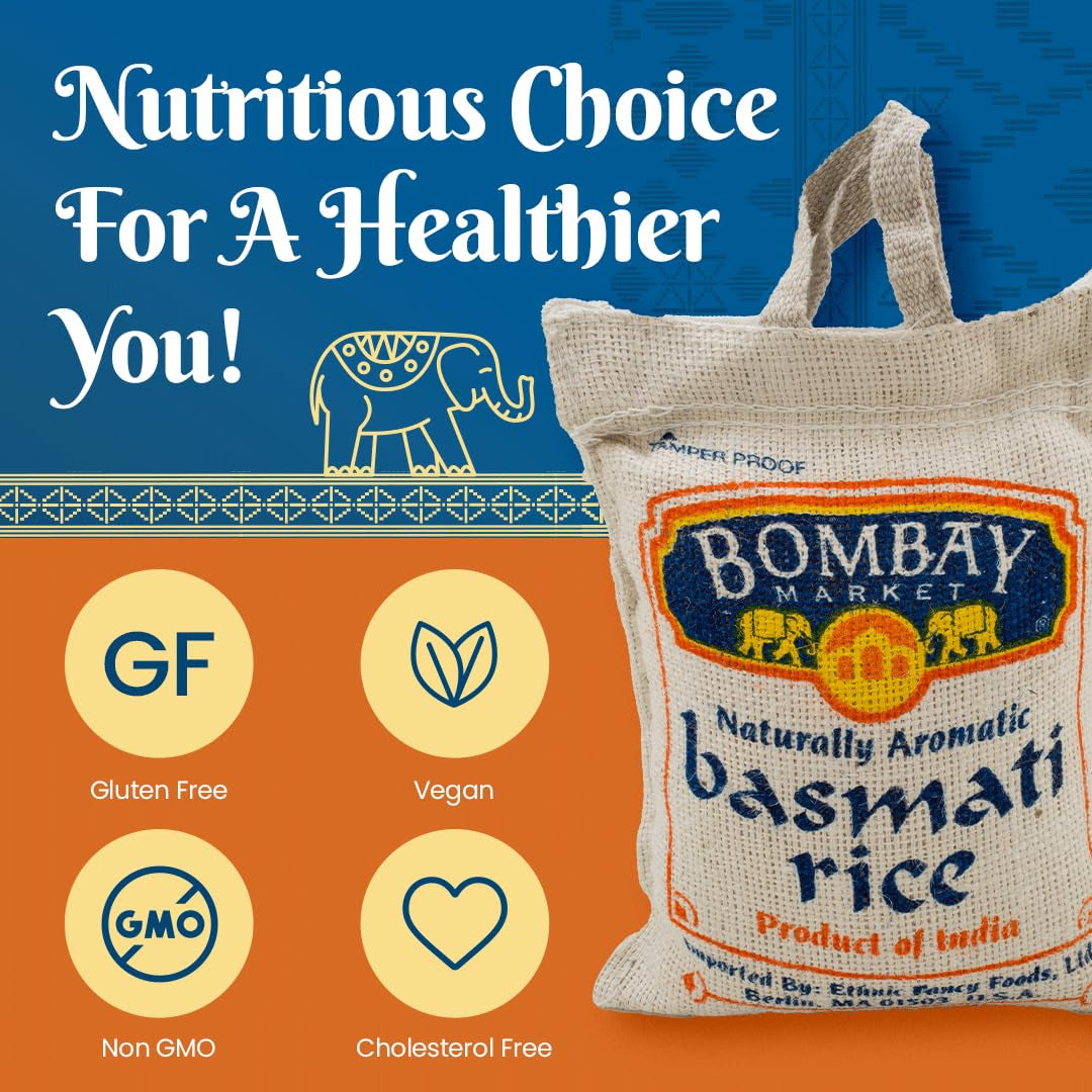 White Basmati Rice - Aromatic & Nutty Flavor Basmati Rice - Long Grain Rice Basmati (4 Pound Bag)
