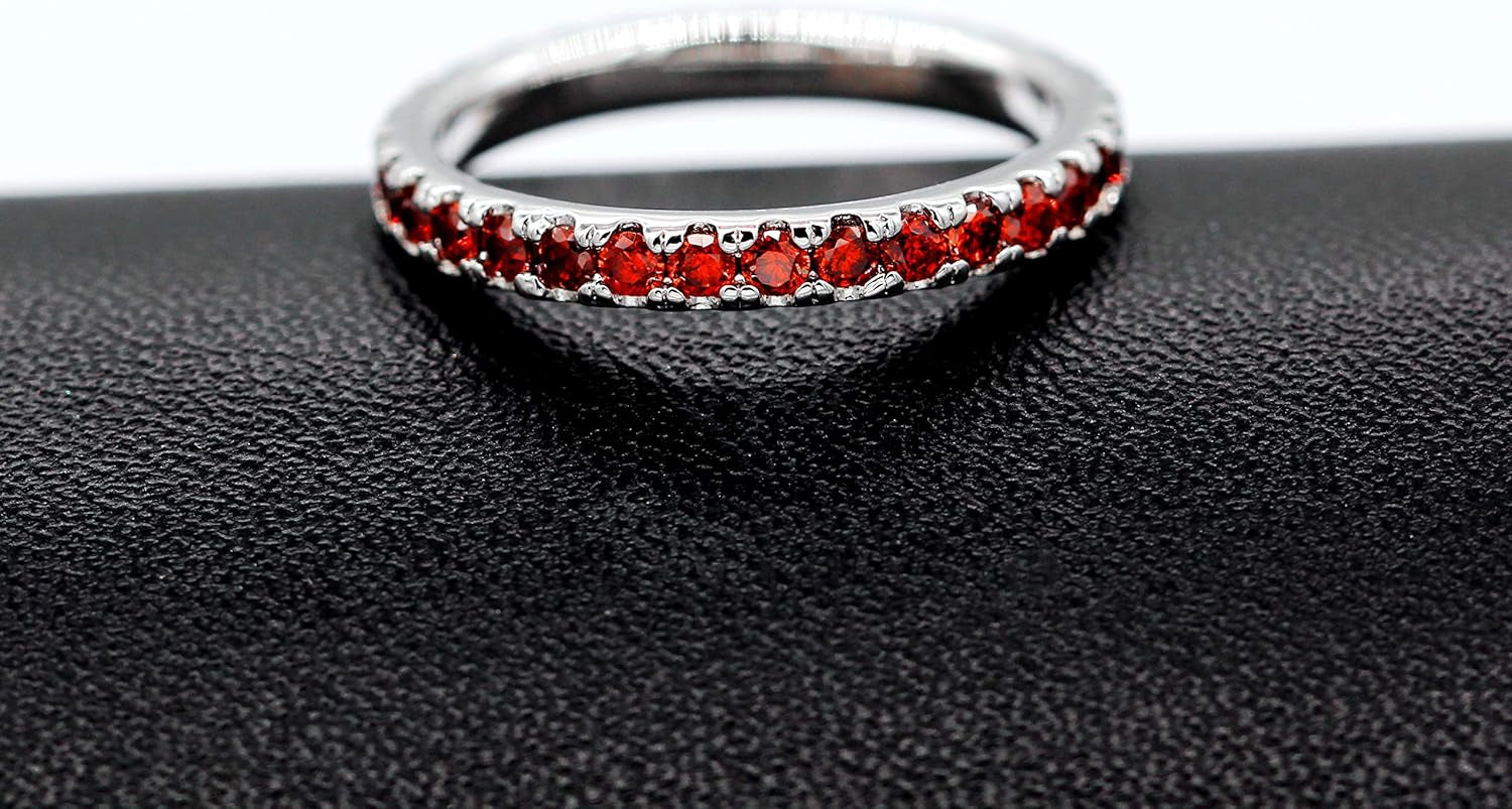 2Mm Micro Pave Cubic Zirconia Eternity Band Stack Ring Silver Color Wedding Jewelry for Women Y115