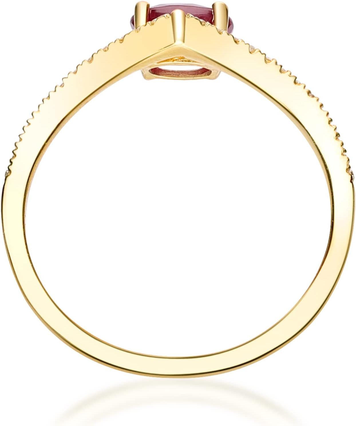 Women'S 10K Yellow Gold Mozambique Genuine Ruby Ring with Diamonds (Oval-Cut) Shaped (Tw1969R-Ruby-9)