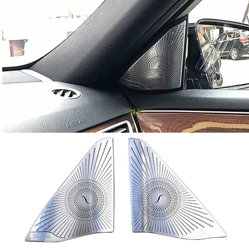 2PCS for Mercedes Benz E Class W212 2009 2010 2011 2012 2013 2014 2015 Interior Trim Car Styling Car Front a Pillar Audio Speaker Cover Stainless Steel Sticker Decor Accessories
