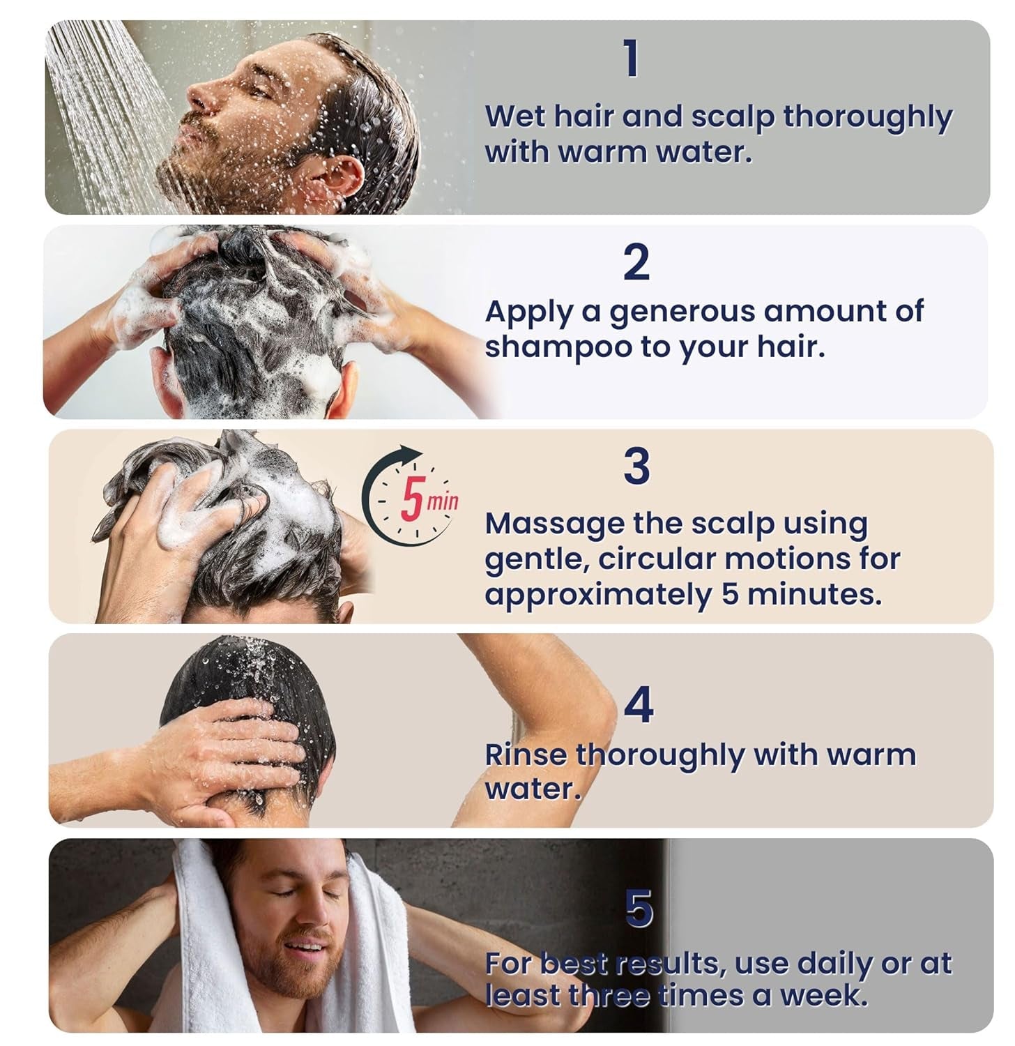 Biotin Hair Growth Shampoo for Men: Natural Thickening Shampoo with Tea Tree Oil Ginseng Mint for Hair Loss and Thinning Hair - 10.1 Fl.Oz, Dark Blue