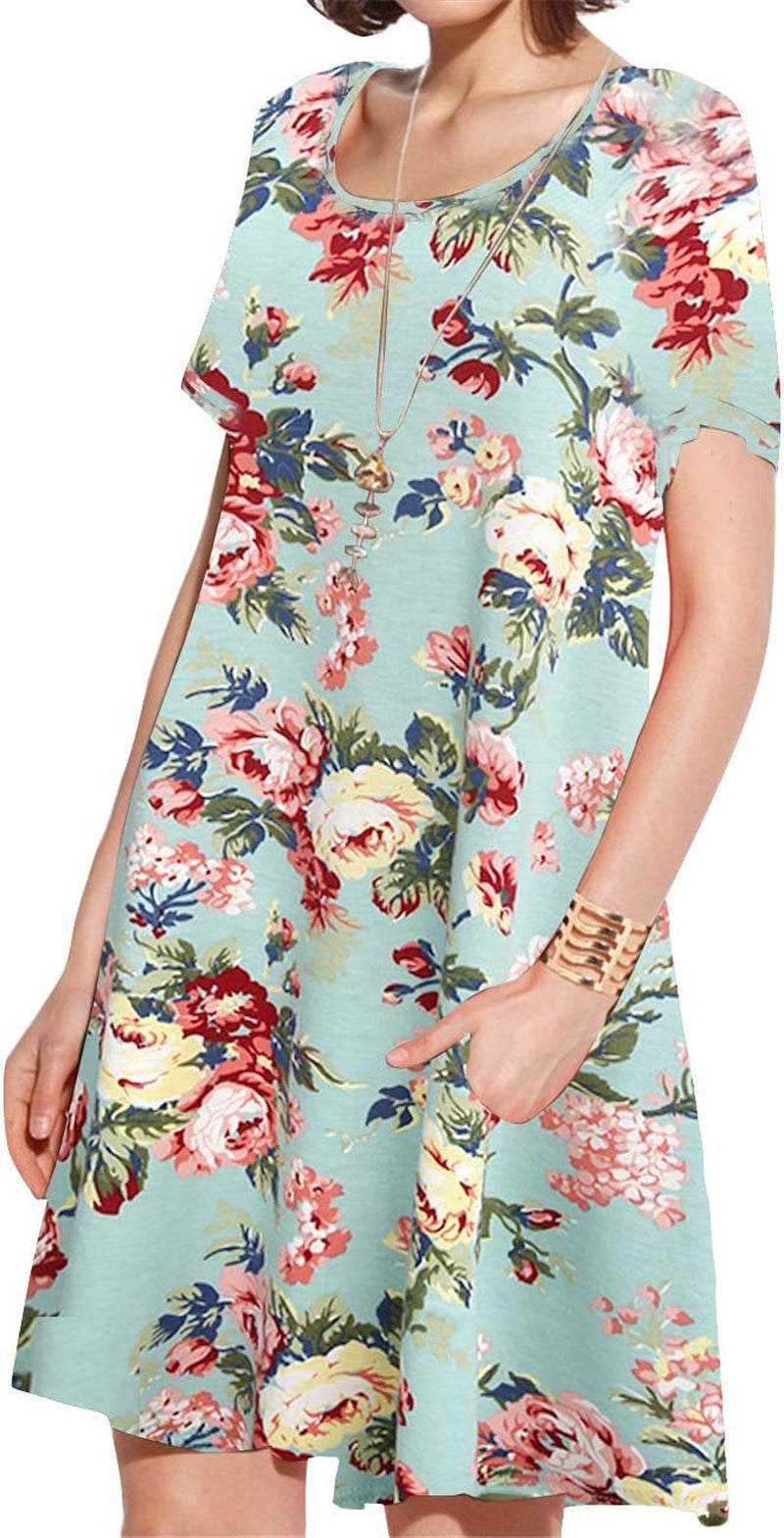 plus Size Summer T-Shirt Casual Dresses for Curvy Women Flowy Swing